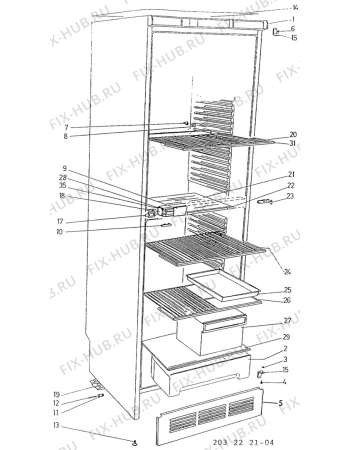 Взрыв-схема холодильника Electrolux RP1383A - Схема узла C10 Cabinet/Interior